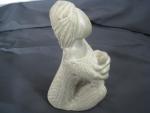 Soapstone Mother and Child Kneeling Sculpture