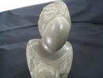 Soapstone Mother and Child Kneeling Sculpture