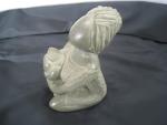 Soapstone Mother and Child Kneeling Sculpture