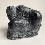 Wolf and Bison Soapstone Carving Figurine 4”