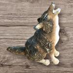 Howling Wolf Soapstone Sculpture with Glass Eyes
