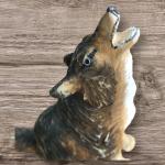 Howling Wolf Soapstone Sculpture with Glass Eyes