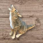 Howling Wolf Soapstone Sculpture with Glass Eyes