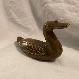 Handmade Polished Soapstone Duck Carving Sculpture