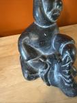 Vintage Eskimo Soapstone Hunter Sculpture, 7" X 9