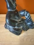 Vintage Eskimo Soapstone Hunter Sculpture, 7" X 9