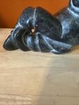 Vintage Eskimo Soapstone Hunter Sculpture, 7" X 9