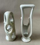 Set of 2 Hand-Carved Soapstone Family Sculptures