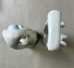 Set of 2 Hand-Carved Soapstone Family Sculptures