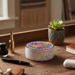 Small Round Mandala Soapstone Decorative Box