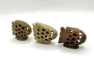 Hand Carved Soapstone Jali Fish Sculpture Set