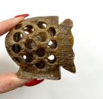 Hand Carved Soapstone Jali Fish Sculpture Set