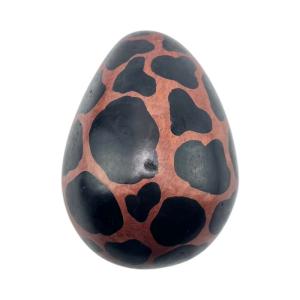 Kisii Soapstone Giraffe Print Egg Carving
