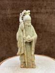 Vintage Soapstone Shou-lao Longevity Carving with Stand