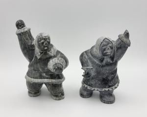 Inuit Soapstone Seal Hunters Carvings by Thomas Ekak