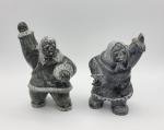Inuit Soapstone Seal Hunters Carvings by Thomas Ekak
