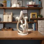 Three-Piece Family Soapstone Sculpture - 8”