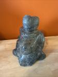 Inuit Mother and Child Soapstone Carving 7”