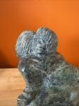 Inuit Mother and Child Soapstone Carving 7”