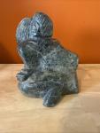 Inuit Mother and Child Soapstone Carving 7”