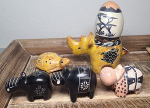 Soapstone Elephant Votive Holder with Hippos and Turtle
