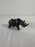 Dark Soapstone Rhinoceros Carving - Wildlife Art