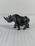 Dark Soapstone Rhinoceros Carving - Wildlife Art