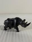 Dark Soapstone Rhinoceros Carving - Wildlife Art