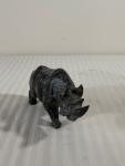 Dark Soapstone Rhinoceros Carving - Wildlife Art