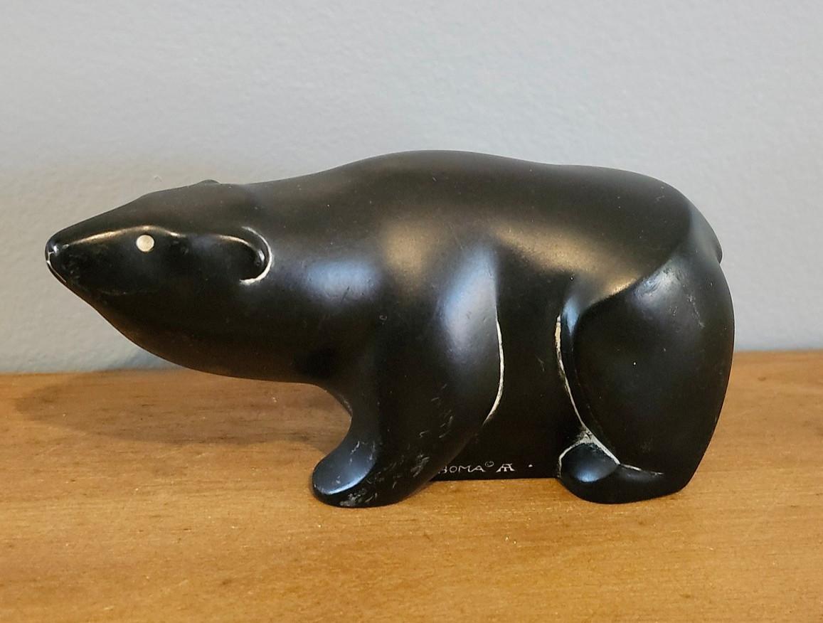 Inuit Hand-Carved Polar Bear Soapstone Figurine