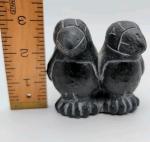 Inuit Carved Soapstone Puffin Duo