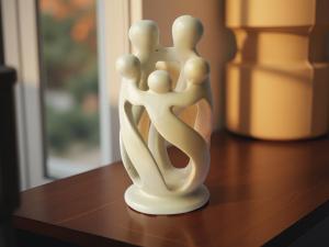 Loving Family Soapstone Sculpture - 8 Inches Tall