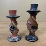 Hand-Painted Soapstone Elephant Candle Holders Set