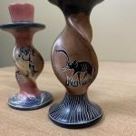 Hand-Painted Soapstone Elephant Candle Holders Set