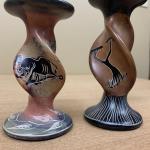 Hand-Painted Soapstone Elephant Candle Holders Set