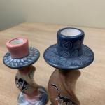 Hand-Painted Soapstone Elephant Candle Holders Set