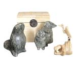 DIMU And LUKE Signed Handmade Inuit Stealite Sculptures- Original 1970’s W/Box