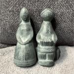 Hand Carved Soapstone  Abstract People Figurine Gray Art Sculpture