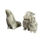 DIMU And LUKE Signed Handmade Inuit Stealite Sculptures- Original 1970’s W/Box