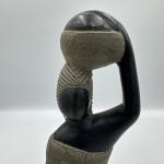 Mother Child Hand Carved Stone Sculpture Figurine Haitian African 9.5 In Tall