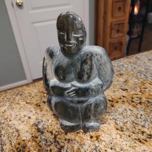Vintage African/Inuit Soapstone Carving Human Figure Sculpture Black