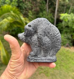 Hand-Carved Soapstone Wolf and Bear Figurine