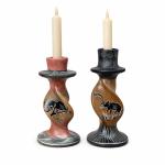 Hand-Painted Soapstone Elephant Candle Holders Set