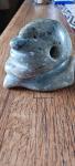 Inuit Soapstone Face Sculpture with Center Hole 3