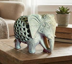 Soapstone Carved Elephant with Baby Inside