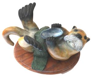 Jon Pust Soapstone Sea Otter Figurine 6.75