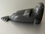 Mina Iqaluq Soapstone Inuit Seal Sculpture