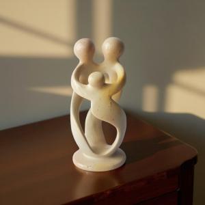 Kisii Soapstone Handcarved Family Sculpture - 8" Tall