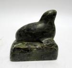 Signed Soapstone Inuit Seal Carving Statue