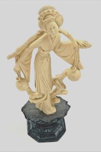 Vintage Soapstone Carving of Asian Woman Statue